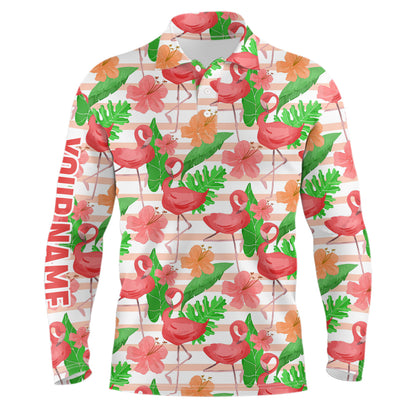 Watercolor Tropical Pink Flamingo Golf Mens Polo Shirt Customized Golf Shirts For Men Golf Gifts LDT0923