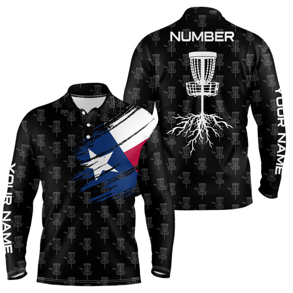 Mens Disc Golf Shirt Texas Flag Basket Tree Customized Patriotic Disc Golf Shirts For Men LDT1482