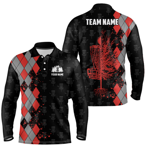 Personalized Argyle Pattern Disc Golf Mens Polo Shirt Custom Disc Golf Shirts For Men Golf Gifts LDT0748