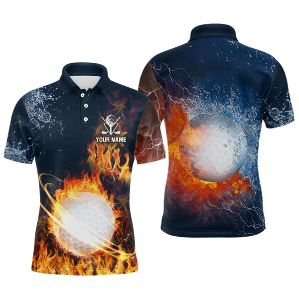 Fire And Water Golf Ball Custom Mens Polo Shirt Lightning Golf Shirts For Men Golf Gifts LDT0447