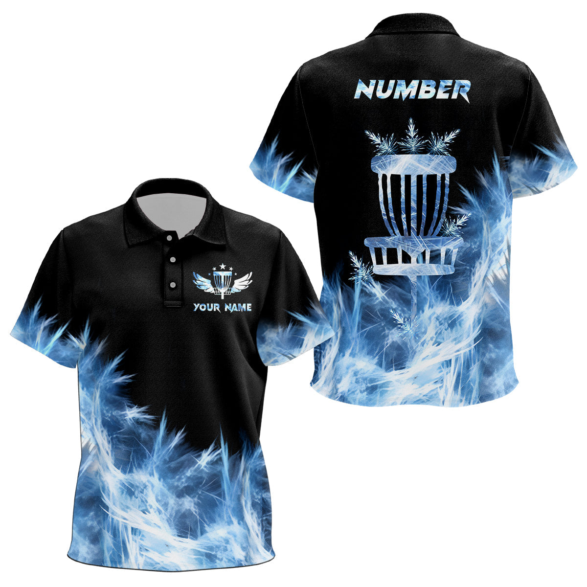 Icy Blue Light Kids Disc Golf Polo Shirt Customized Disc Golf Gifts For Kid Disc Golf Basket Shirt LDT1402