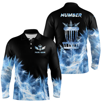 Icy Blue Light Mens Disc Golf Polo Shirt Customized Disc Golf Gifts For Men Disc Golf Basket Shirts LDT1402