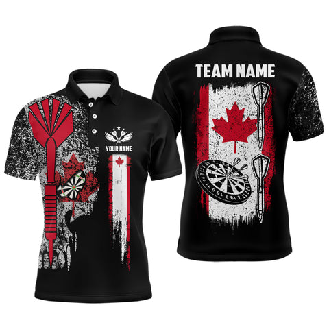 Canada Flag Skull Darts Mens Polo Shirt Custom Patriotic Darts Shirts For Men Dart Jerseys LDT1404