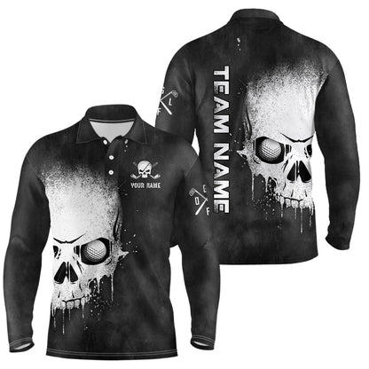Smoke Skull Black White Mens Golf Polo Shirts Custom Scary Golf Shirts For Men Golf Gifts LDT1407