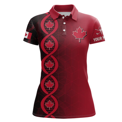 DNA Canada 1st July Red Maple Leaves Womens Golf Shirt Custom Patriotic Golf Tops For Women LDT0999