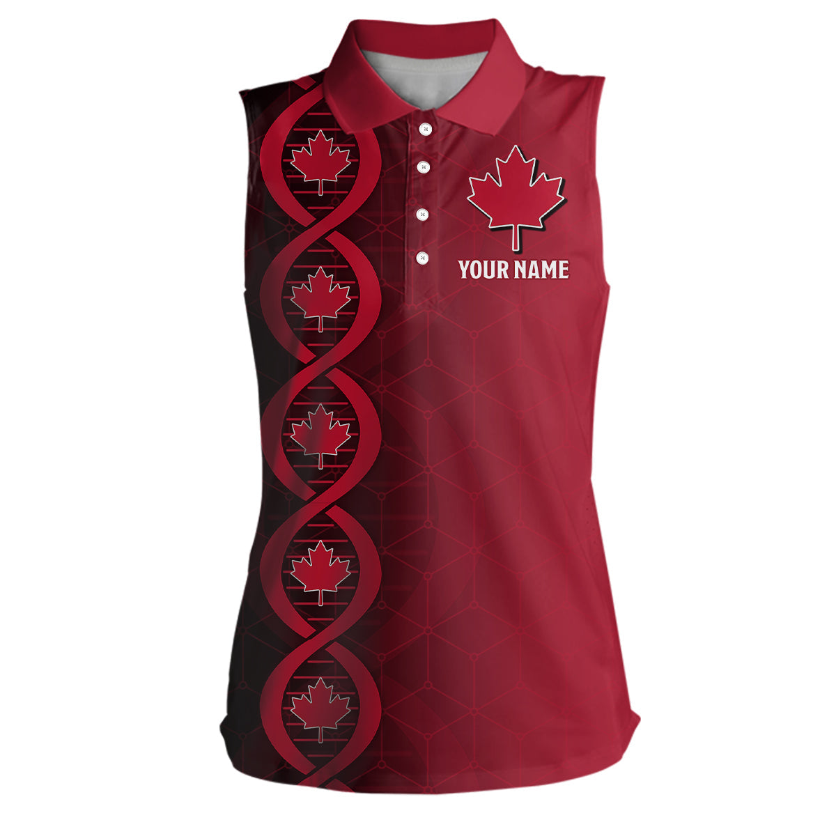 Womens Sleeveless Polo Shirt DNA Canada 1st July Red Maple Leave Custom Patriotic Golf Tops For Women LDT0999