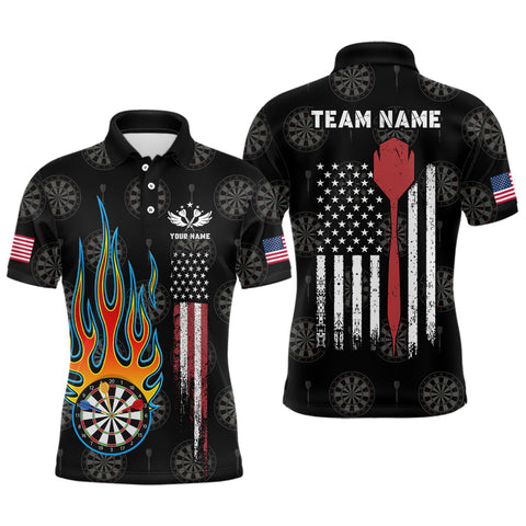 Flame Darts American Flag Mens Darts Polo Shirt Custom Patriotic Dart Jerseys For Men LDT1008