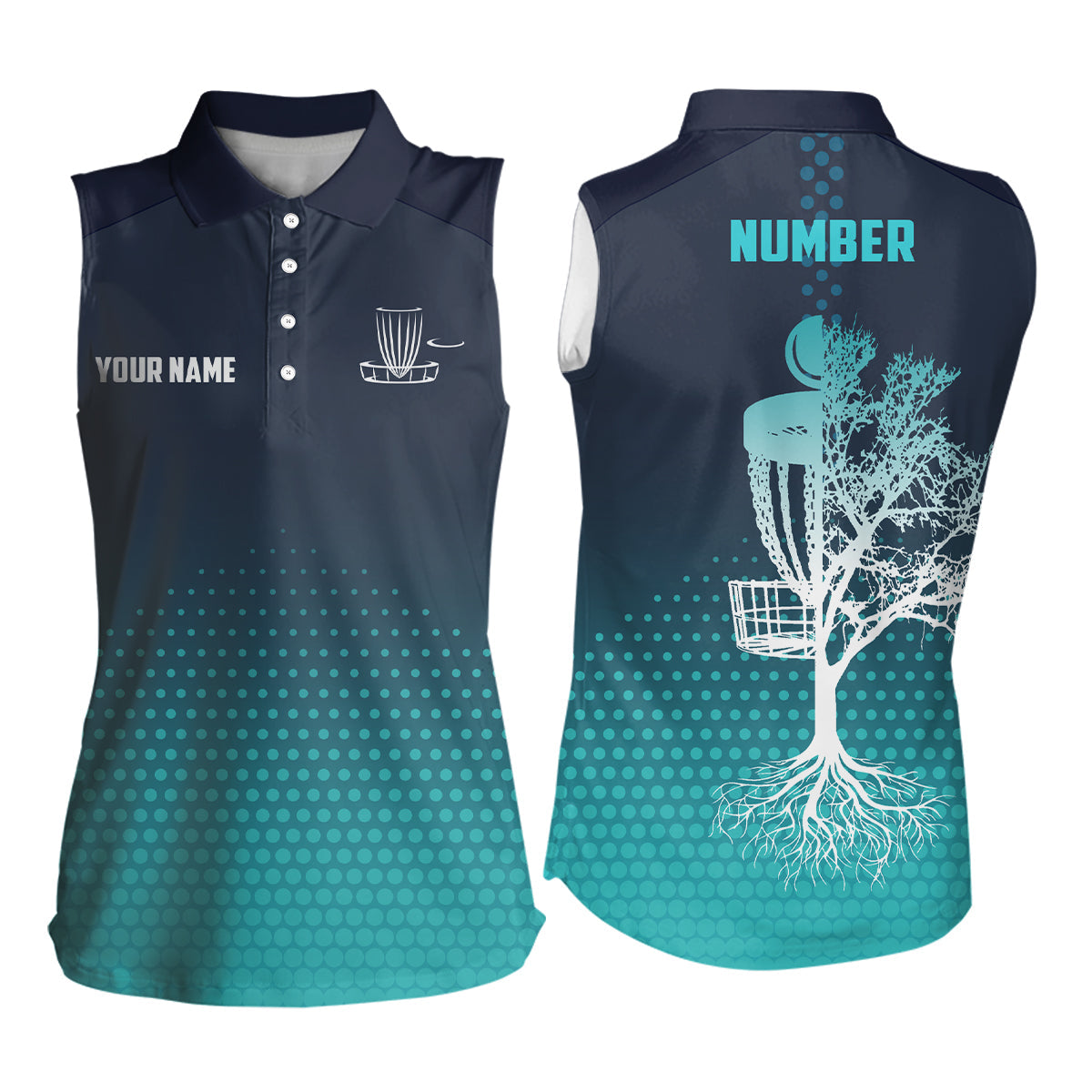 Personalized Womens Sleeveless Disc Golf Polos Hive Number Disc Golf Tops For Women Disc Golf Basket LDT1009