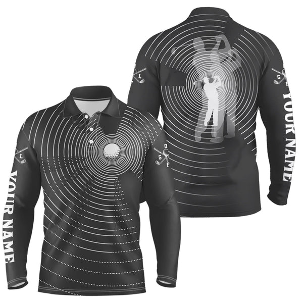 3D Effect Golf Ball And Golfer All Over Print Mens Polo Shirts, Best Golf Shirts For Men LDT0217