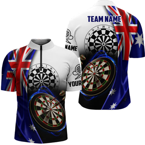 Australia Flag Mens Darts Quarter-Zip Shirt Custom Darts Shirt For Dart Lovers Dart Jersey LDT0797
