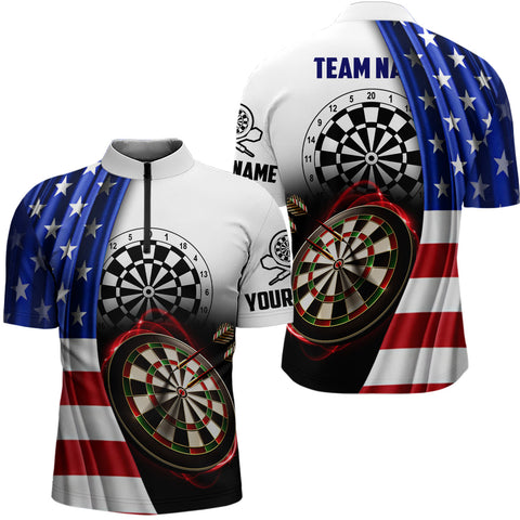 American Flag Mens Dart Quarter-Zip Shirt Custom Darts Shirt For Dart Lovers Dart Jersey LDT0798