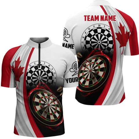 Canada Flag Men Dart Quarter-Zip Shirt Custom Darts Shirt For Dart Lovers Dart Team Jersey LDT0799