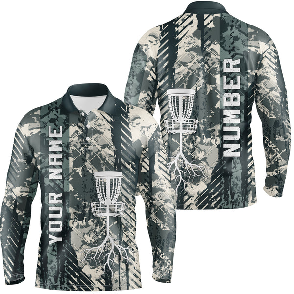 Personalized Wild Grunge Mens Disc Golf Polo Shirt Custom Disc Golf Shirts For Men Golf Gifts LDT0515