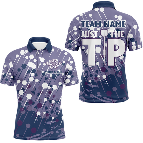 Navy Purple Darts Pattern Mens Polo Shirts Cool Darts Shirt For Men Dart Jersey For Team LDT0393