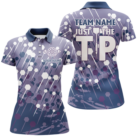 Navy Purple Darts Pattern Polo Shirts Cool Darts Shirt For Women Dart Jersey For Team LDT0393