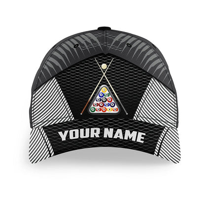 Personalized 8 Ball Pool Sport Black 3D Billiard Hats Cap, Custom Billiard Balls Top Hat Billiards VHM0537