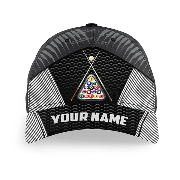 Personalized 8 Ball Pool Sport Black 3D Billiard Hats Cap, Custom Billiard Balls Top Hat Billiards VHM0537