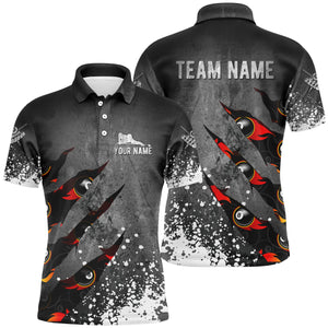 Personalized Customized Paint White 8 Ball Fire Billiard 3D Polo And Quarter-Zip Shirts For Men VHM0002