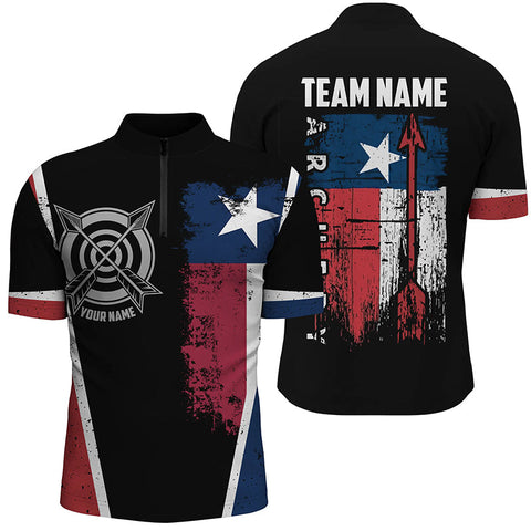 Personalized Vintage Texas Flag Target Archery Quarter-Zip Shirts For Men, Patriotic Archery Shirts VHM0773