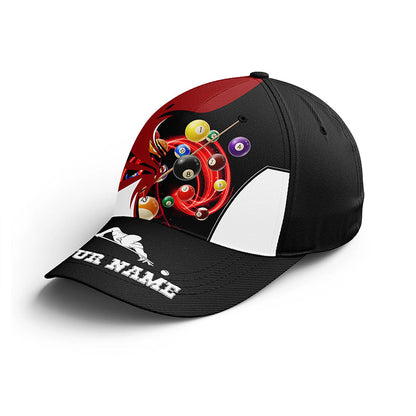 Personalized Red Black Billiard Balls Hats Cap For Players Billiards, Adjustable Top Hat Billiards VHM0453