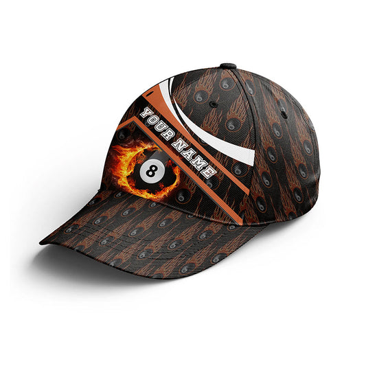 8 Ball Billiards Fire Flame Orange Style Custom Name Billiard Hats Cap For Players Billiards VHM0345