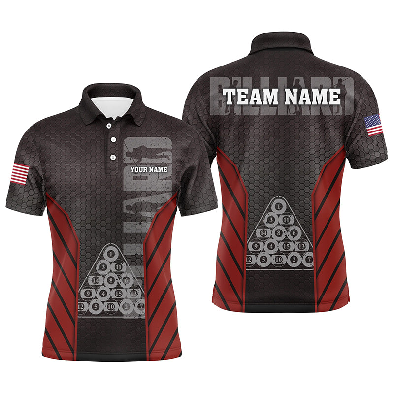 Personalized Red Hive Pattern 8 Ball Billiard 3D Polo Shirts For