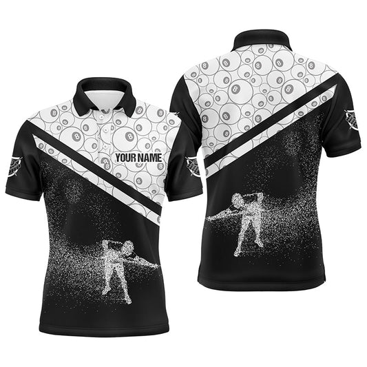 Personalized 3D Funny Billiards Polo Shirts For Men, Ball 8 Pattern Billiard Player Jerseys VHM0024