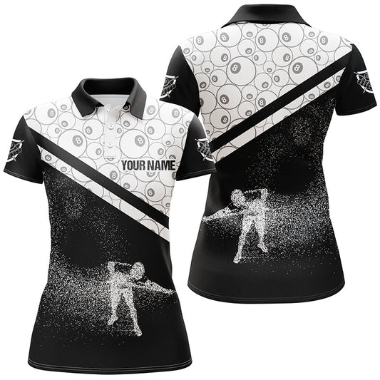 Personalized 3D Funny Billiards Polo Shirts For Women, Ball 8 Pattern Billiard Player Jerseys VHM0024