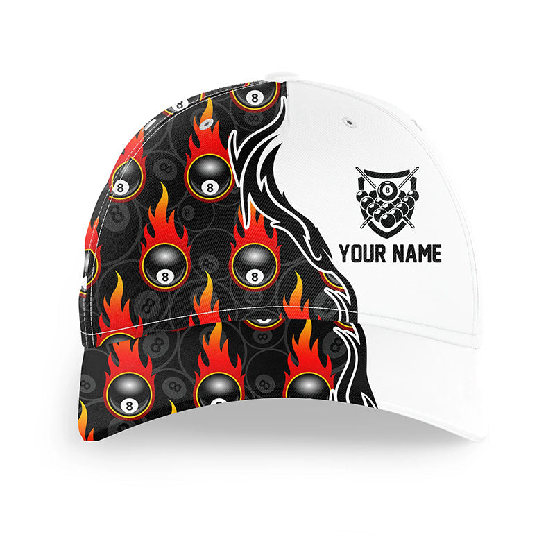 Personalized 8 Ball Pool Flaming Pattern Billiard Hats Cap, Custom Billiards Hat, Billiards Gifts VHM0529