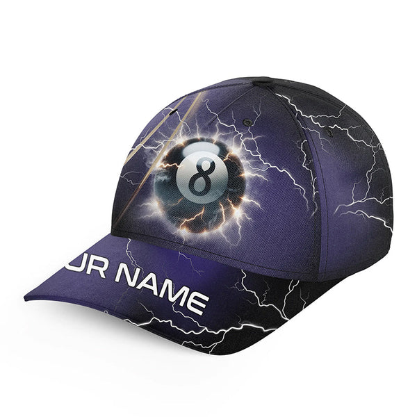 Personalized Thunder Lighting Purple 8 Ball Billiard Hats Cap For Pool Player, Top Hat Billiards VHM1070