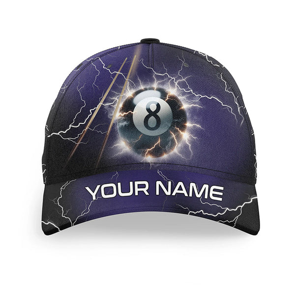 Personalized Thunder Lighting Purple 8 Ball Billiard Hats Cap For Pool Player, Top Hat Billiards VHM1070