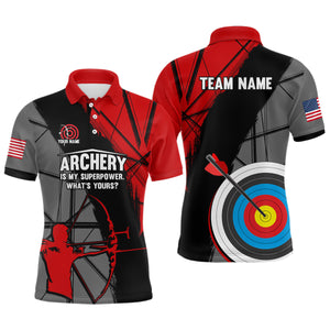 Personalized 3D Target Archery Silhouette Archer Polo Shirts For Men Custom US Flag Archery Shirts VHM0634