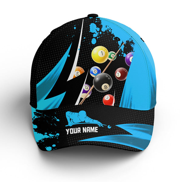 Personalized Billiard Balls 3D Print Black Blue Cap Hats For Billiard Player, Custom Billiards Hat VHM0310