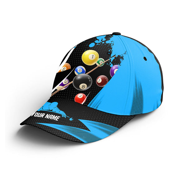 Personalized Billiard Balls 3D Print Black Blue Cap Hats For Billiard Player, Custom Billiards Hat VHM0310