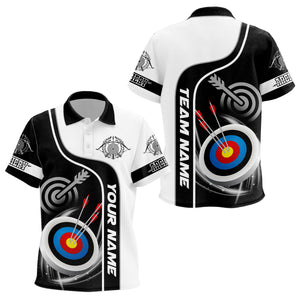 Personalized 3D Archery Targets Black White Archery Polo Shirts For Kids, Custom Bow Archery Jerseys VHM0560