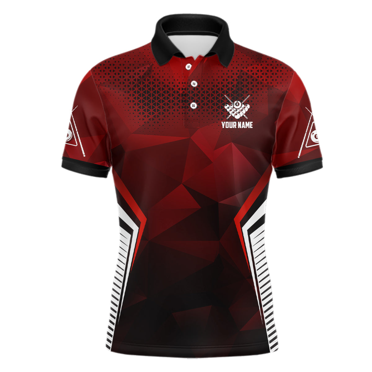 CLUBHAUS “8th Anniversary” Polo - Sumi Personalized Red Black 8 Ball Pool Billiard 3D Polo Shirts For Men