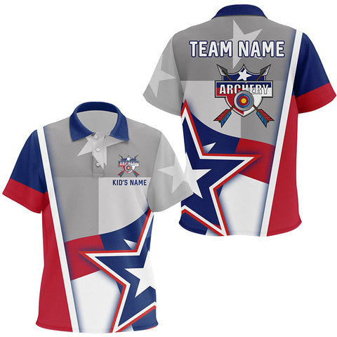 Personalized Texas Flag Archery Kid Polo Shirts Custom Name Patriotic Archery Jerseys Shirts TDM0683