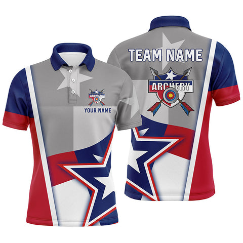 Personalized Texas Flag Archery Men Polo Shirts Custom Name Patriotic Archery Jerseys Shirts TDM0683