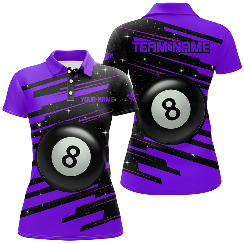 Purple 8 Ball Pool Billiard Jerseys Polo Shirts For Women Custom Team ...