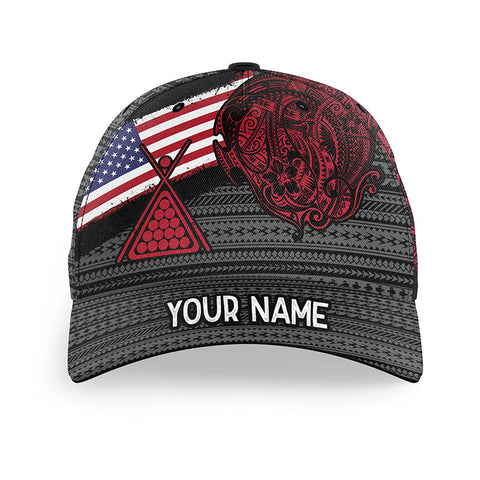 Personalized Billiard Tribal Pattern American Flag Caps, Custom Top Hat Billiard For Patriotic Player TDM0702