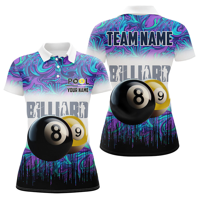 Personalized Black Yellow Billiard 8 Ball & 9 Ball Pool Women Polo Shi ...