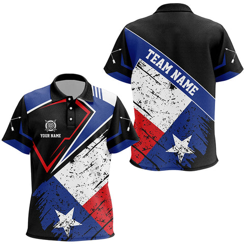 Personalized Archery Texas Flag Vintage Style Kid Polo Shirts, Patriotic Texas Archery Shirts TDM0941