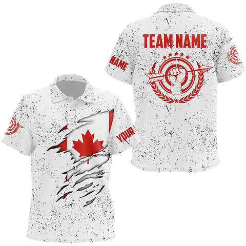 Personalized Grunge Canada Archery Kid Polo Shirts, Patriotic Canadian Flag Shirts For Archers TDM0963