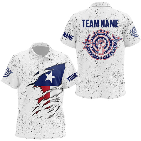 Personalized Grunge Texas Archery Kid Polo Shirts, Patriotic Texas Flag Shirts For Archers TDM0964
