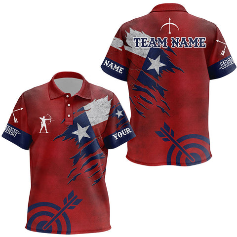 Personalized Texas Archery Kid Polo Shirts, Archery Jerseys Texas Flag Shirts For Patriotic Archer TDM0985