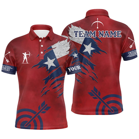 Personalized Texas Archery Men Polo Shirts, Archery Jerseys Texas Flag Shirts For Patriotic Archer TDM0985