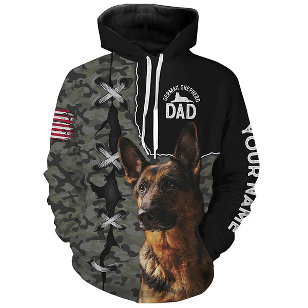 Customized German Shepherd Dog Camouflage All Over Print Shirts For Dog Dad, Gifts For The Dog Owner TDM0043