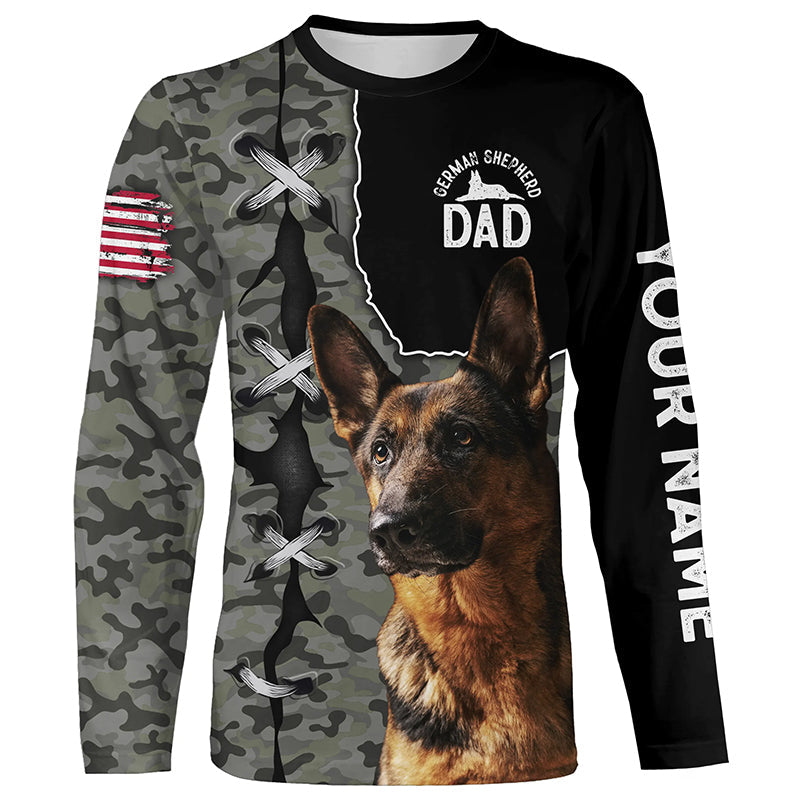 Customized German Shepherd Dog Camouflage All Over Print Shirts For Dog Dad, Gifts For The Dog Owner TDM0043