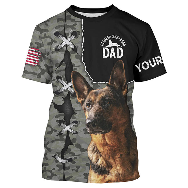 Customized German Shepherd Dog Camouflage All Over Print Shirts For Dog Dad, Gifts For The Dog Owner TDM0043