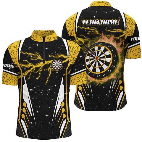 Personalized Lightning Yellow Dart Jerseys Men Quarter-Zip Shirts, Team League Dart Shirts TDM1182